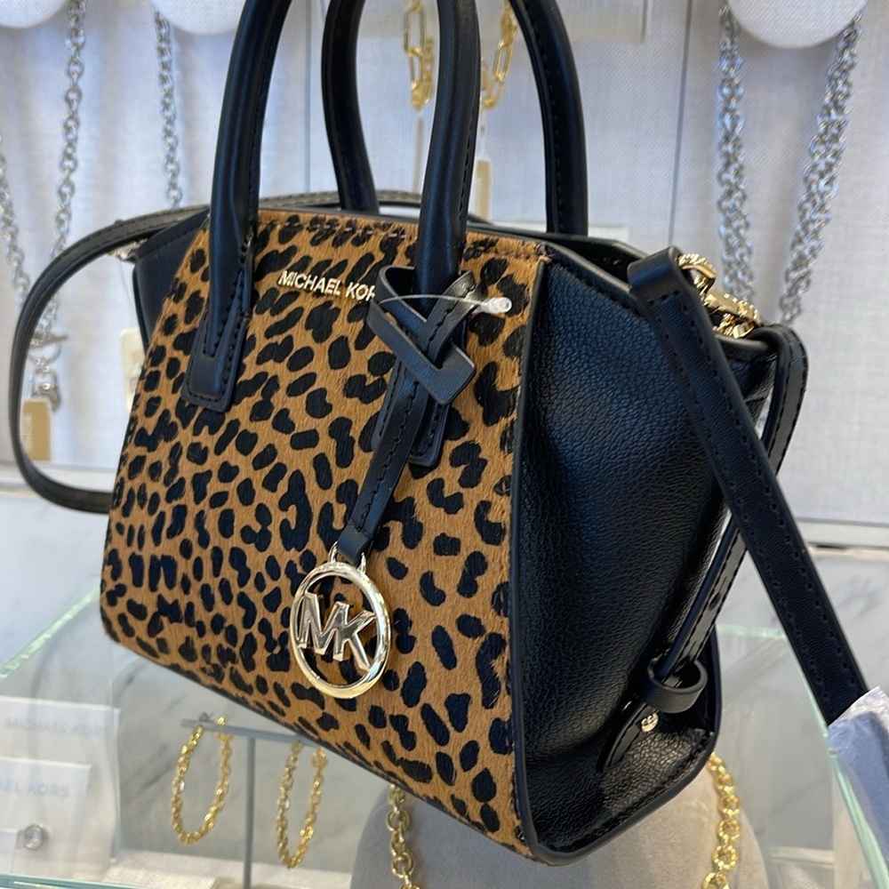 Michael Kors Avril Extra-Small Leather and Suede Satchel Crossbody Exotic Print - Picture 3 of 16